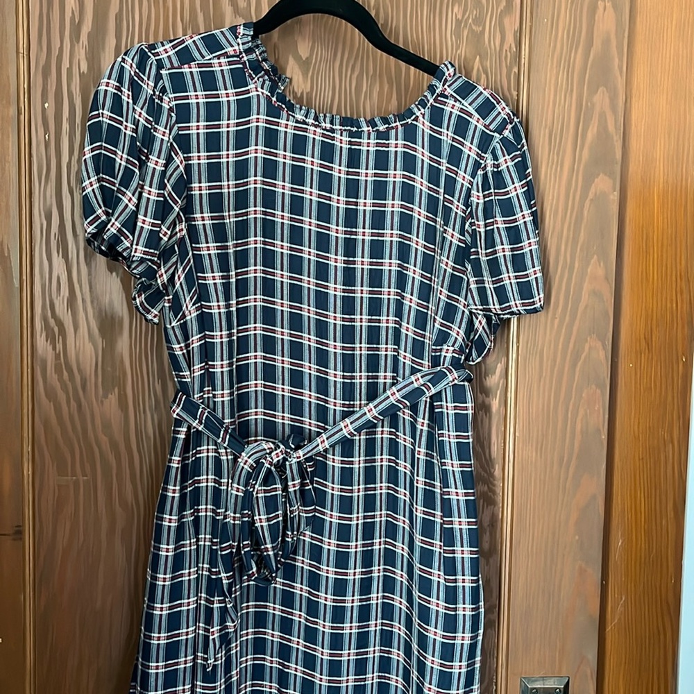 Loft navy plaid dress
